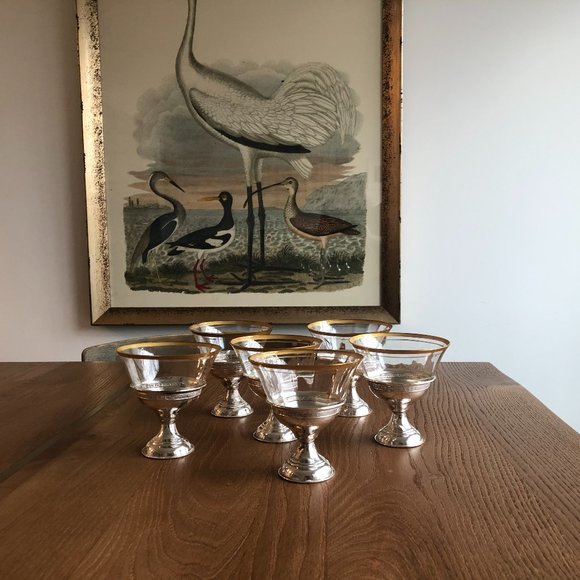 Dessert glasses + sterling silver holders(vintage) - Picture 3 of 8